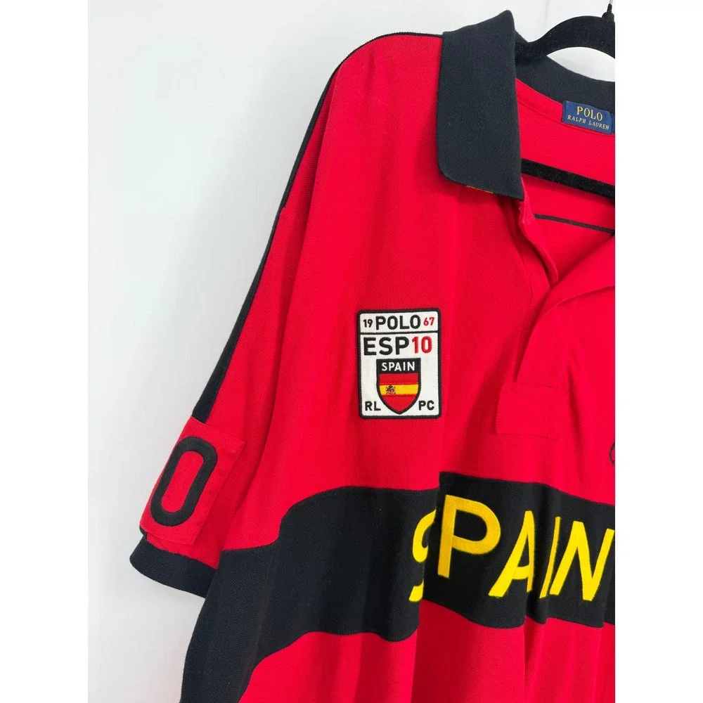 Polo Ralph Lauren Spain World Cup Big Pony Polo Shirt Red Black Mens 4XB ESP 10